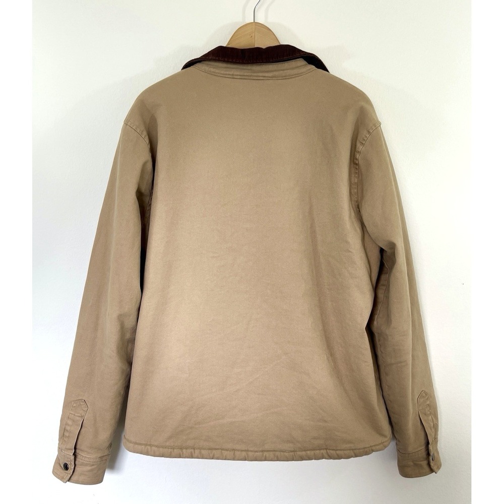 Mens  Sherpa Lined Canvas Jacket Size L Corduroy Collar Country Barn Chore - Picture 3 of 9